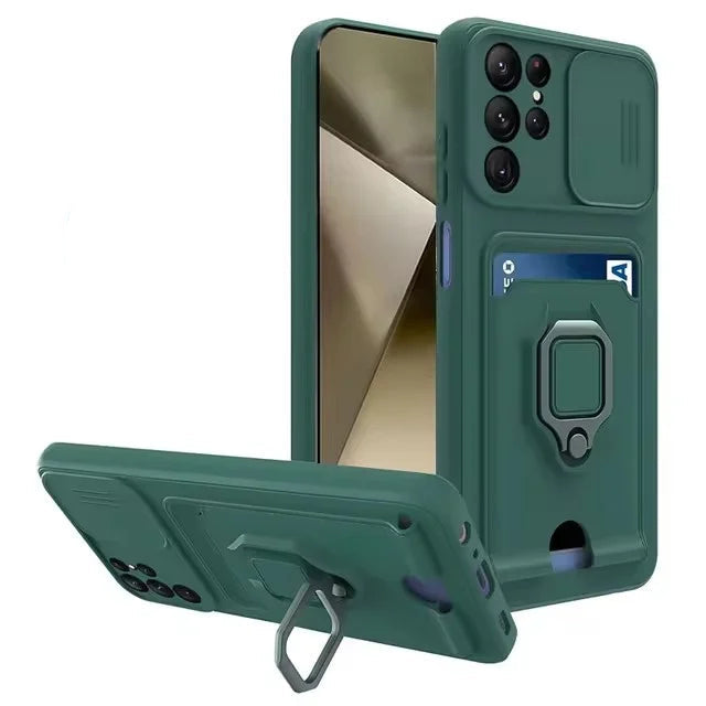 Samsung Galaxy S25 Series Luxury Magnetic Case with Sliding Camera Cover & Ring Holder