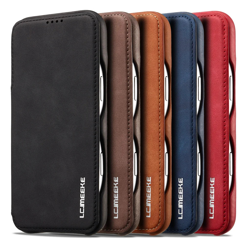 Premium Leather Wallet Flip Cover with Card Slots for iPhone 17 Series