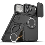 Durable Heavy Duty Case with Camera Slide Cover & Magnetic Ring Kickstand for iPhone 17 Series