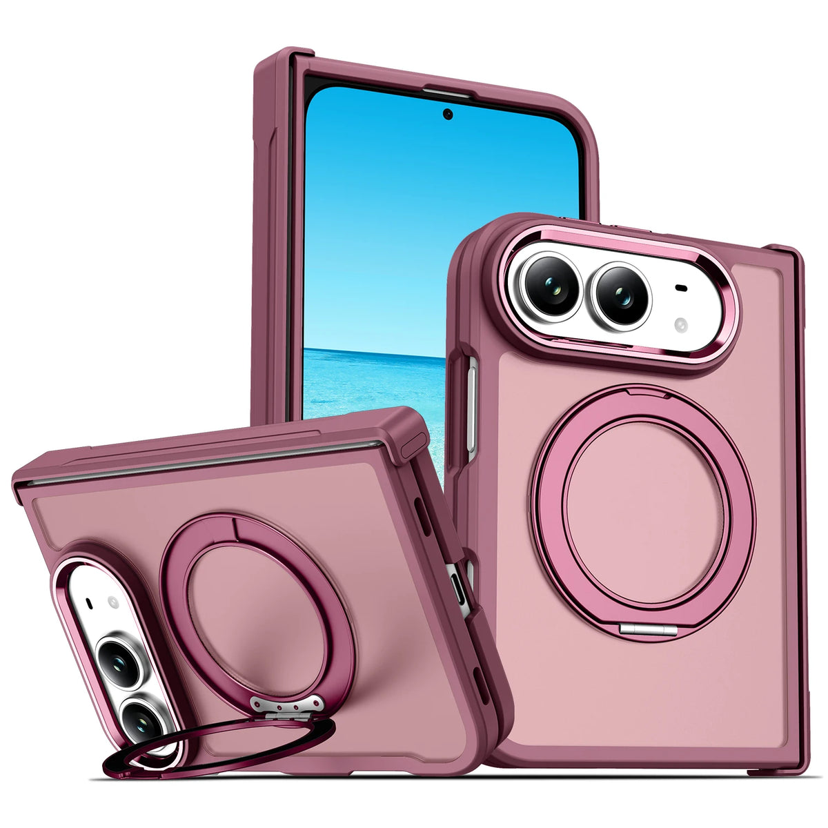Shockproof MagSafe Case with 360° Rotating Ring Stand for iPhone Duo