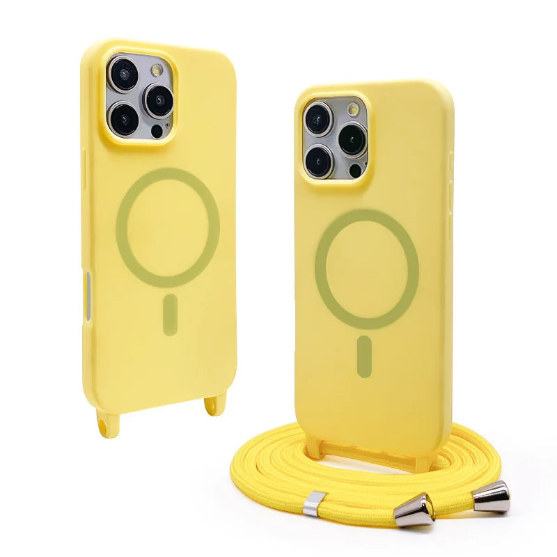 Soft TPU Silicone Crossbody Lanyard MagSafe Case for iPhone 15 Series