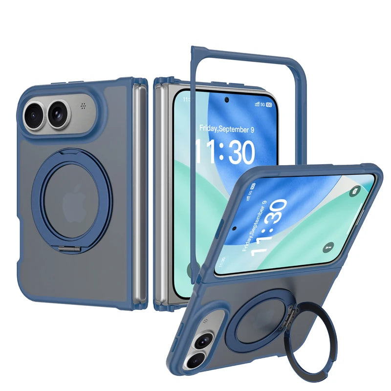 Matte PC+TPU MagSafe Case with 360° Rotating Ring Stand for iPhone Duo