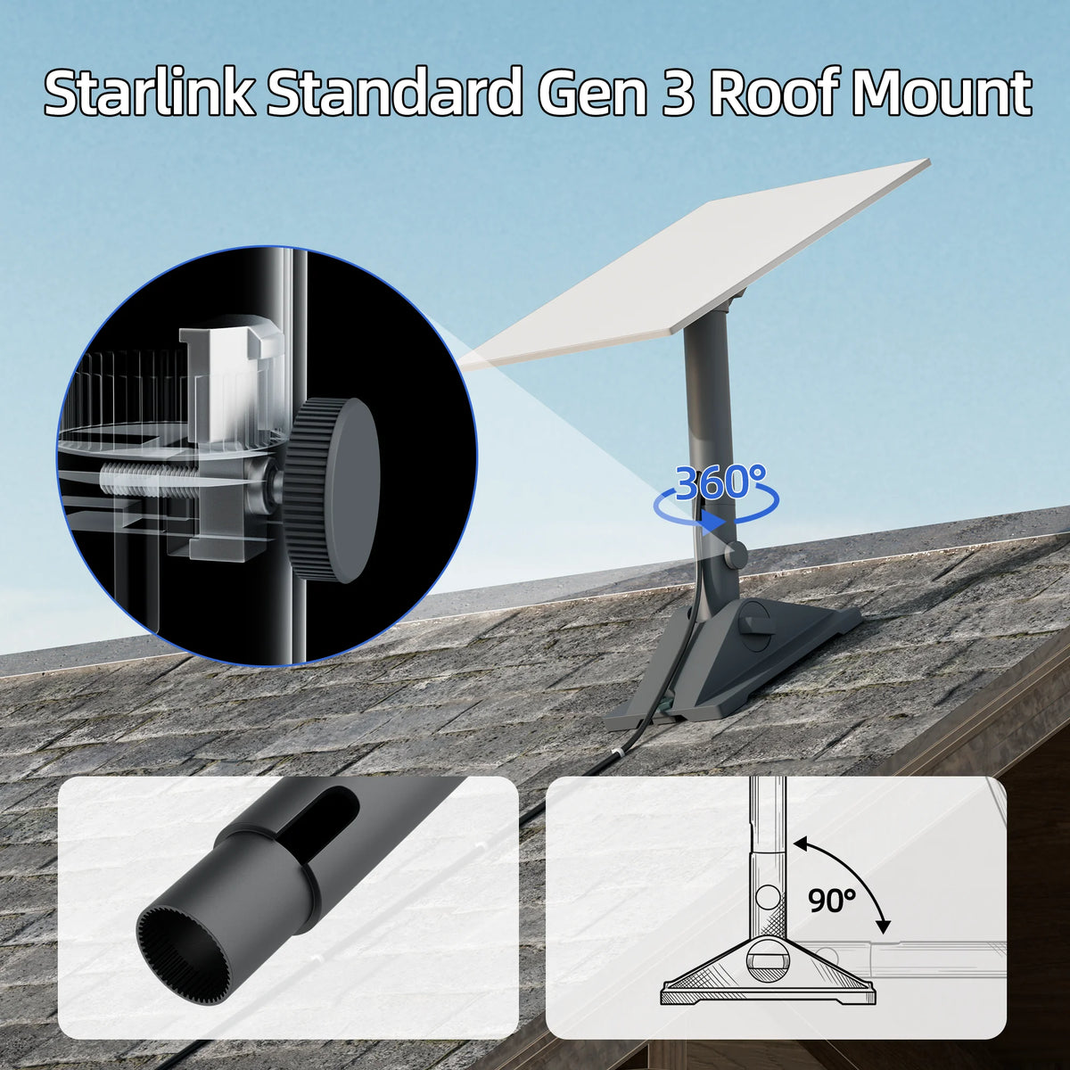 Starlink Standard 4/Gen 3 360° Rotation Pivot Mount