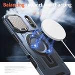 Shockproof Armor MagSafe Case with Lens Cover and Stand for iPhone 17 Series