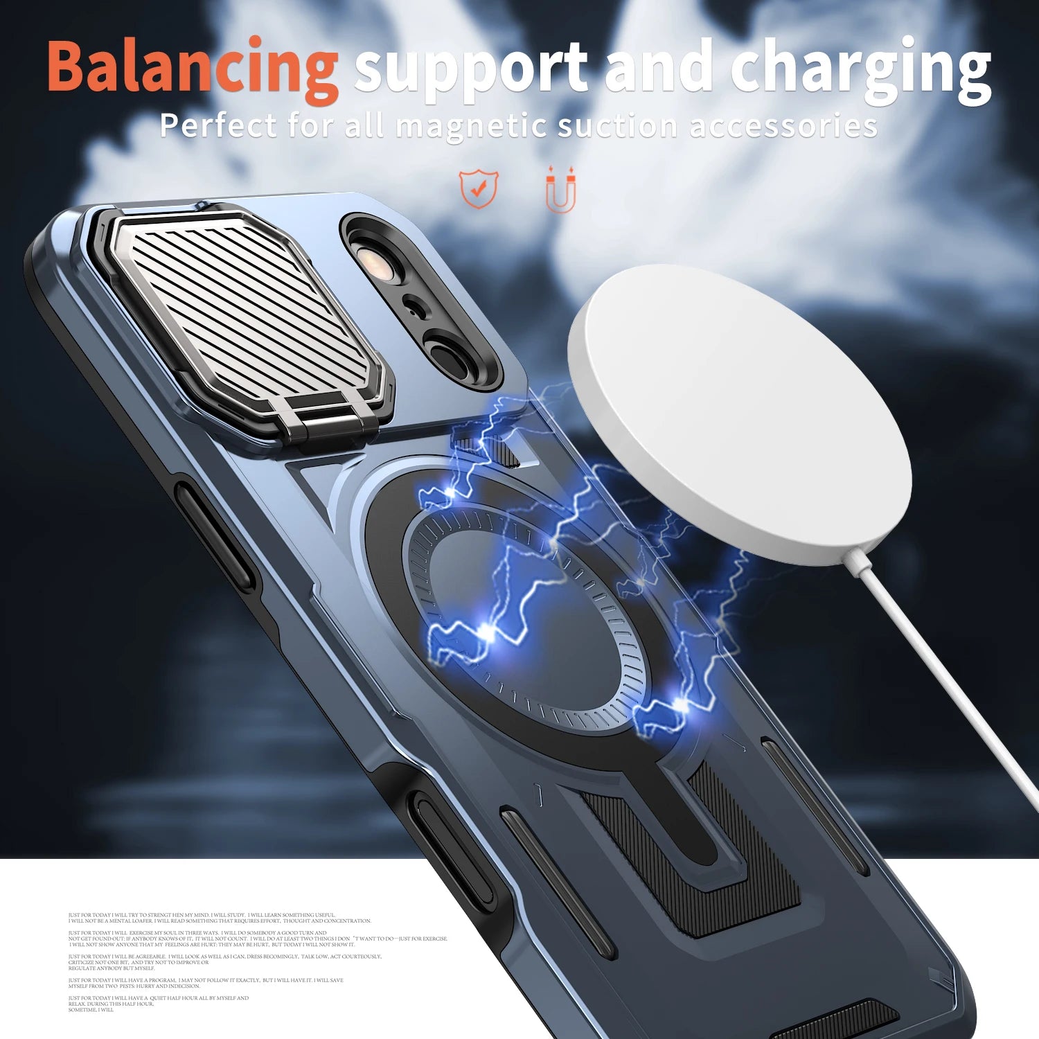Shockproof Armor MagSafe Case with Lens Cover and Stand for iPhone 17 Series