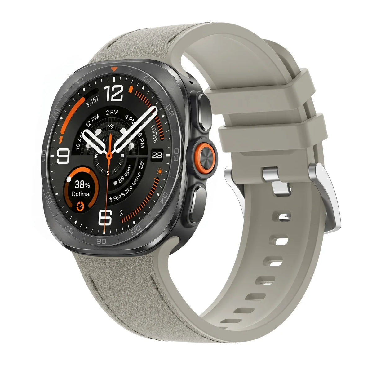 Leather-Like Silicone Watch Band with Ventilation Holes for Samsung Galaxy Watch Ultra 2