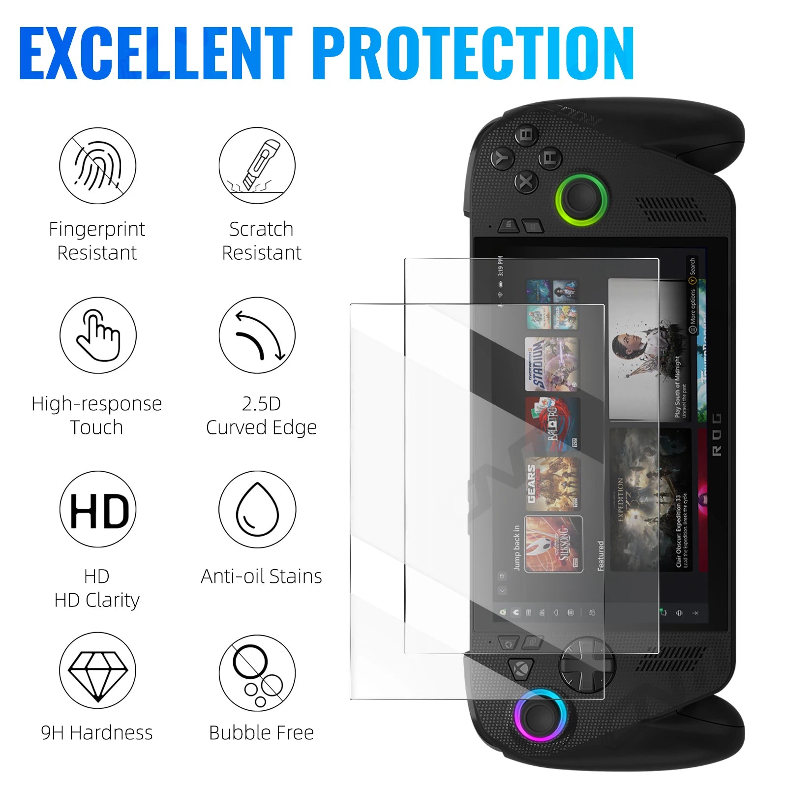 3-Pack 9H Tempered Glass Screen Protector for Asus ROG Ally X