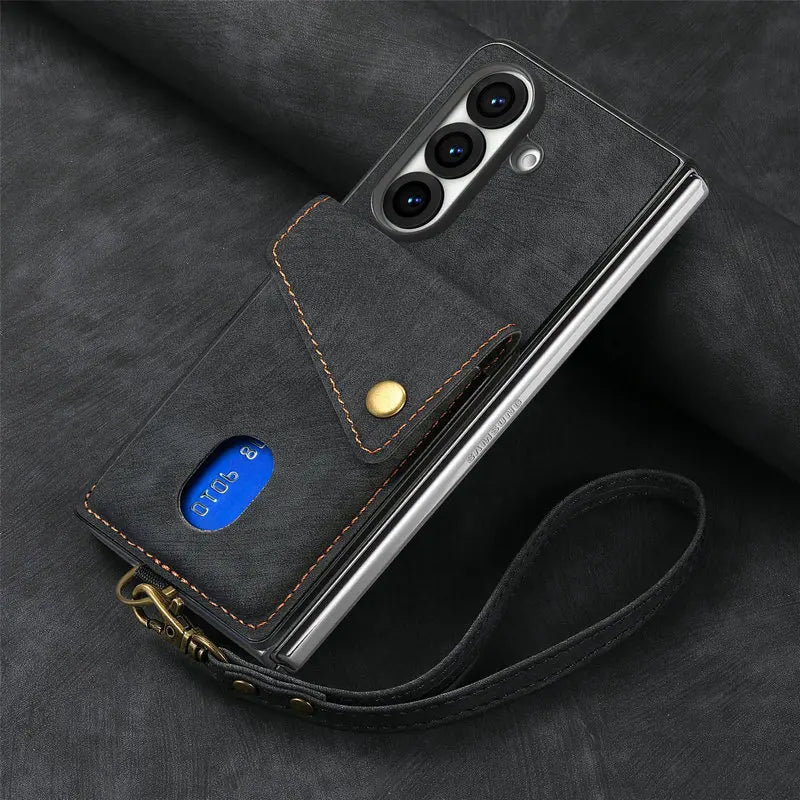 Leather Kickstand Case with Card Pocket for Samsung Galaxy Z Fold 8 Ultra