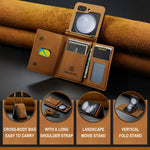 Multifunctional Storage Card Wallet PU Shock Absorbing Cover With Drawstring Foldable Phone Case for Samsung Galaxy Z Flip 5