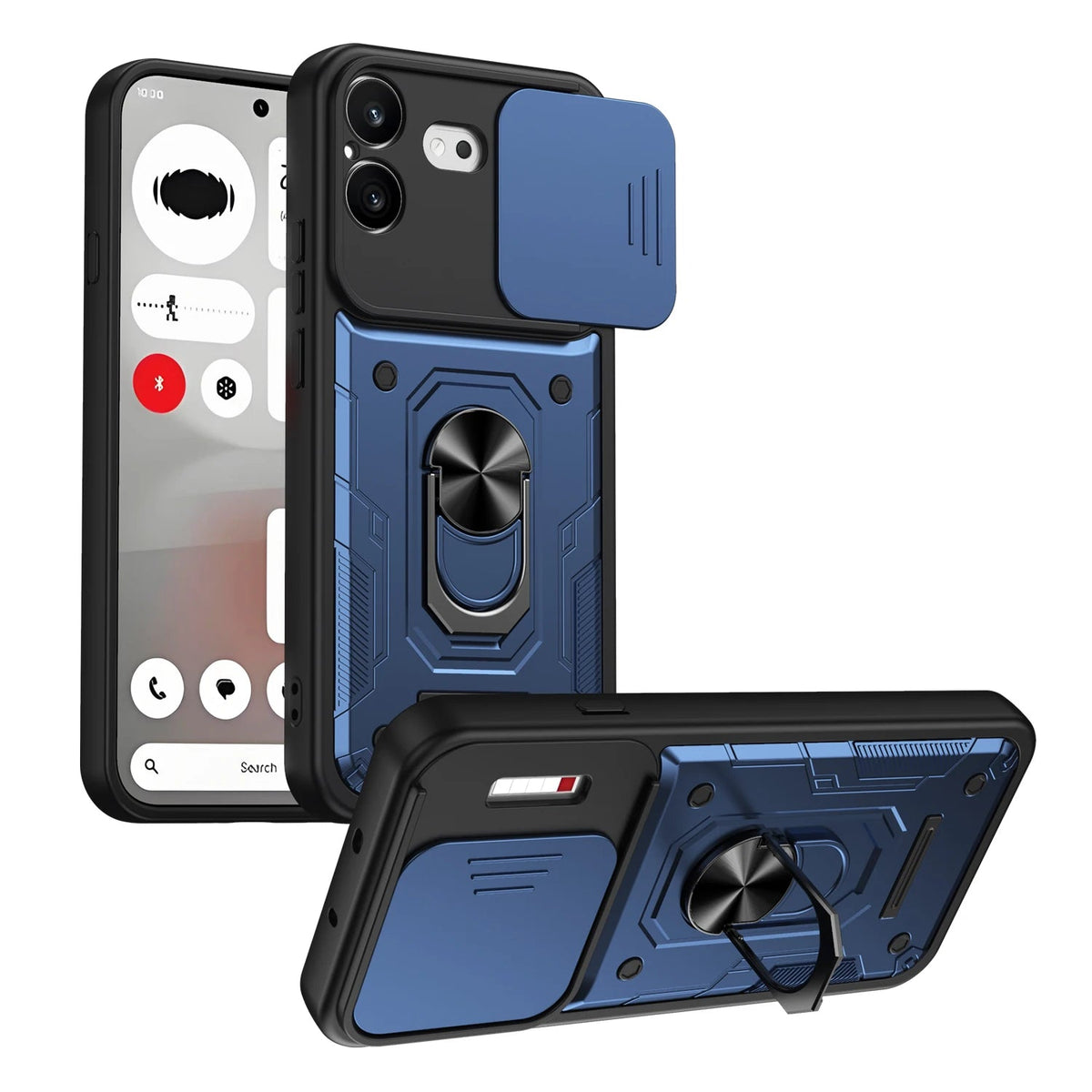Sliding Camera Lens Protection Case with Rotating Ring Stand for Nothing Phone (4b)