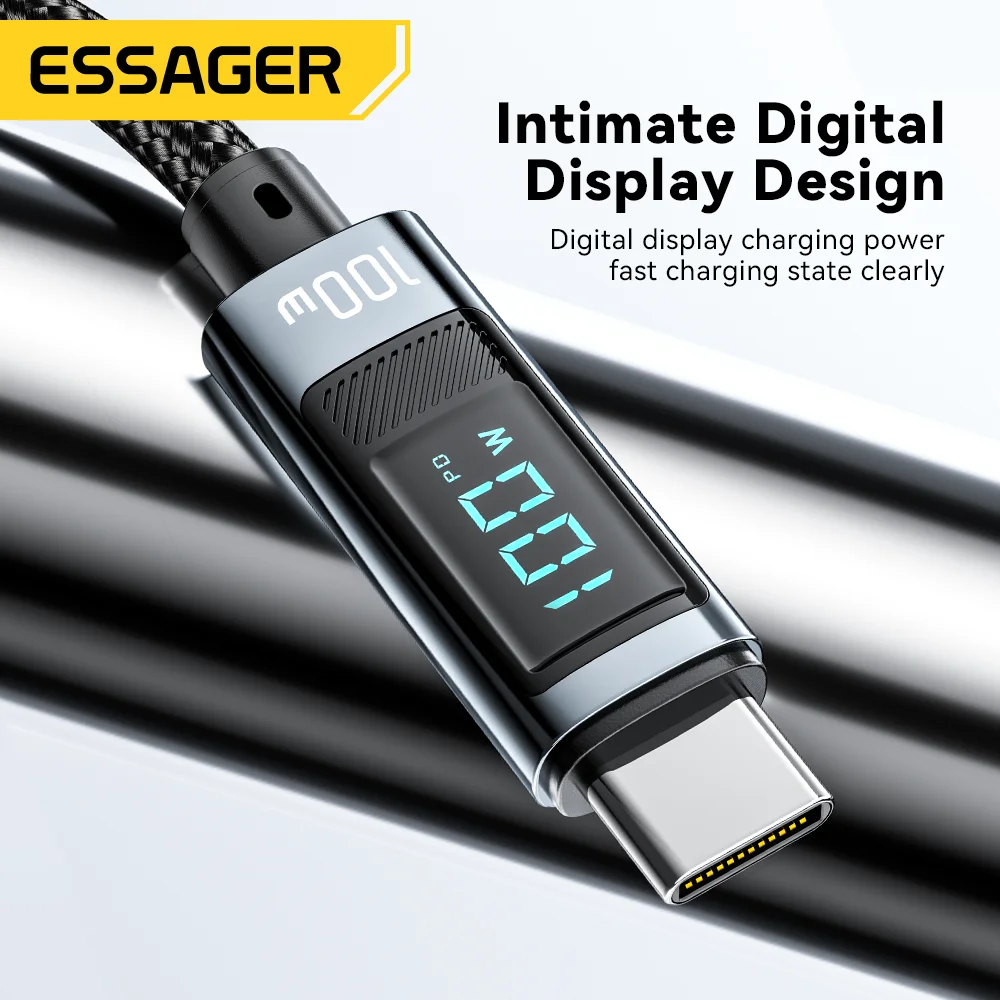 Essager 100W USB Type-C Fast Charging Cable with LED Digital Display