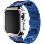 Stainless Steel Link Strap + TPU Case Combo for Apple Watch