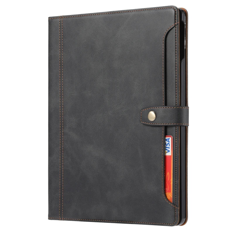 Leather Flip Case with Foldable Cover Stand for iPad Air (2024)