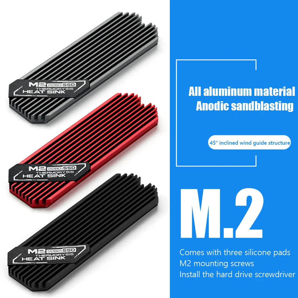 M.2 2280 Aluminum SSD Heat Sink with 45° Fins for PlayStation 5