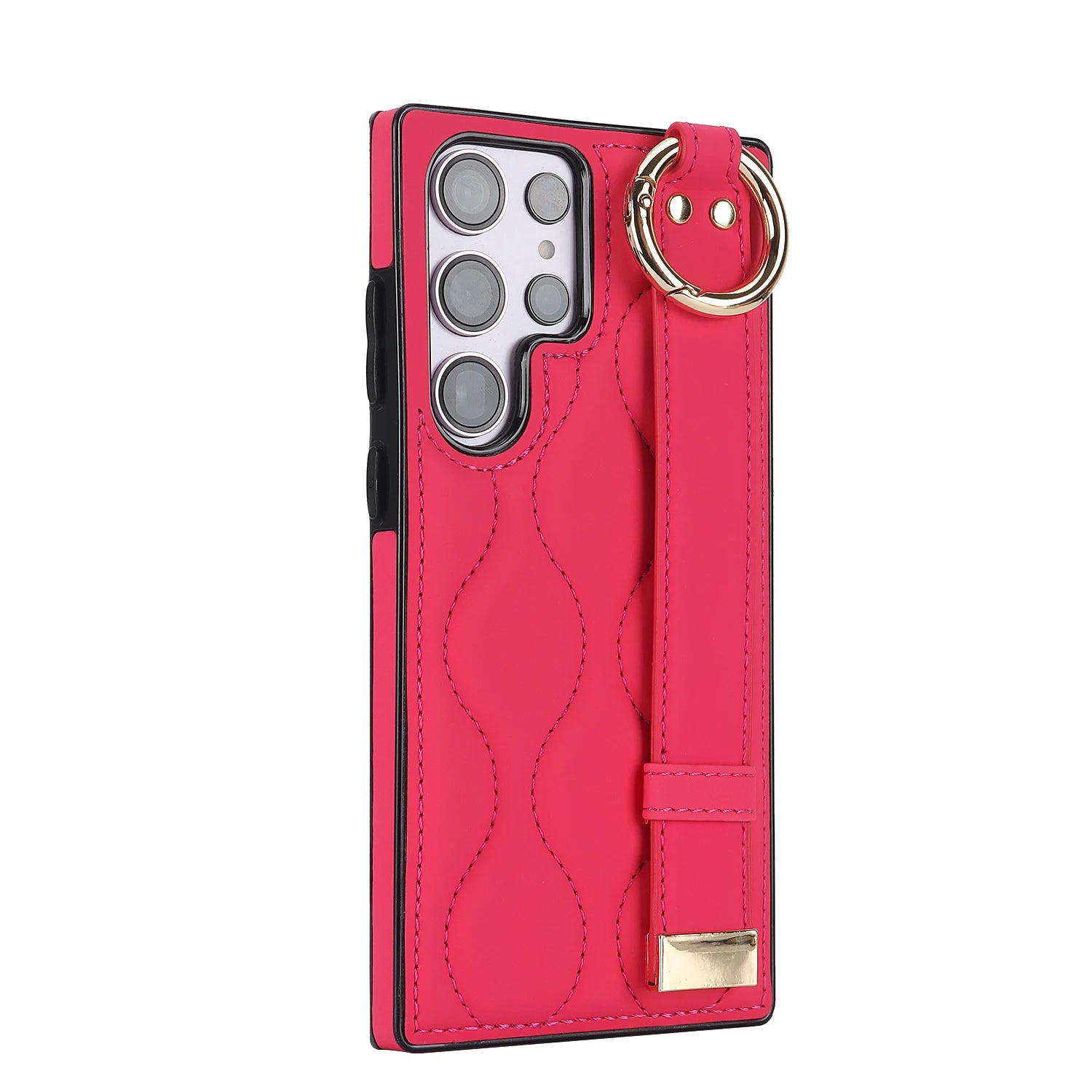 Shockproof Leather Phone Case with Wrist Strap & Ring for Samsung Galaxy S24 Series