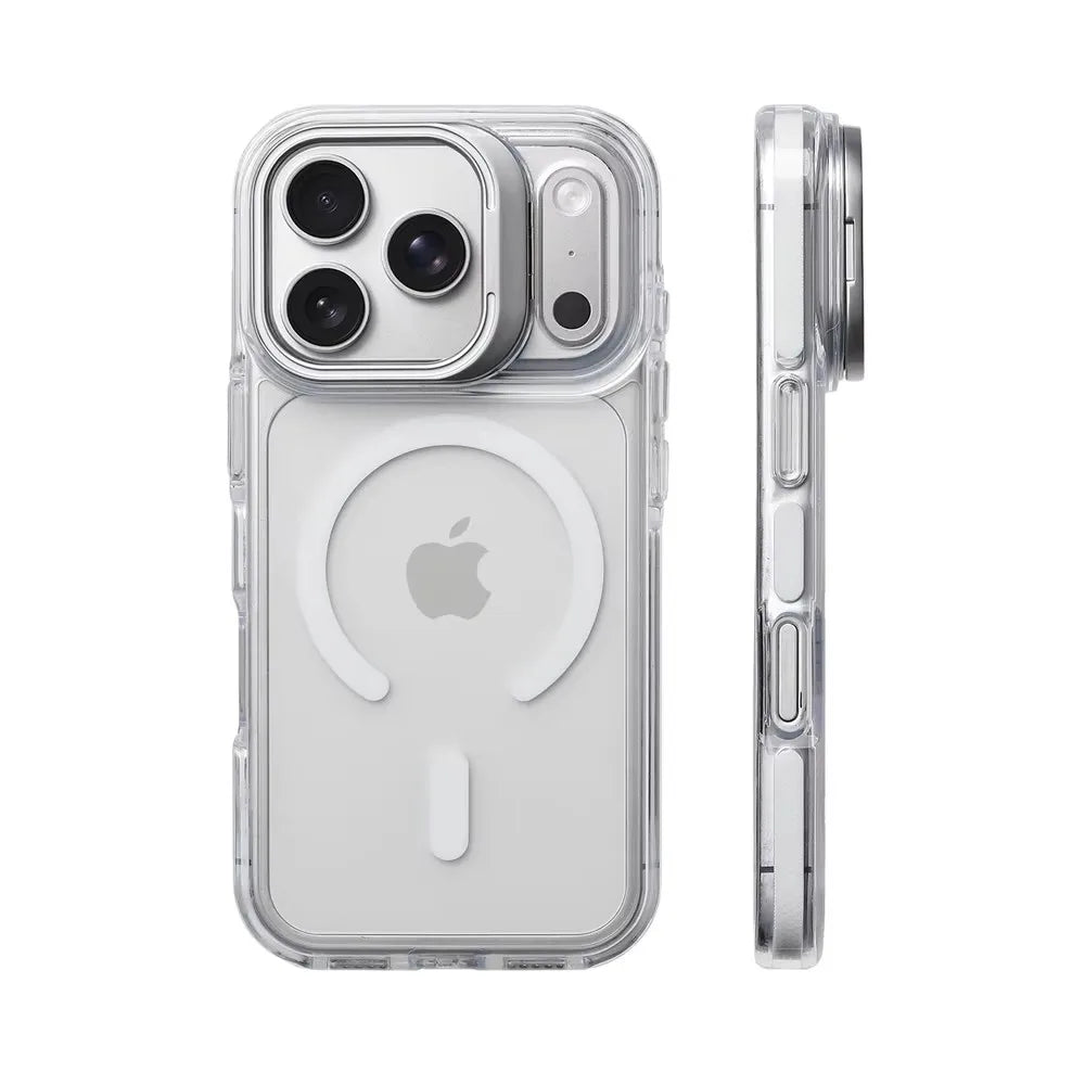 Shockproof Clear MagSafe Bumper Case with Lens Protection Stand for iPhone 17 Series