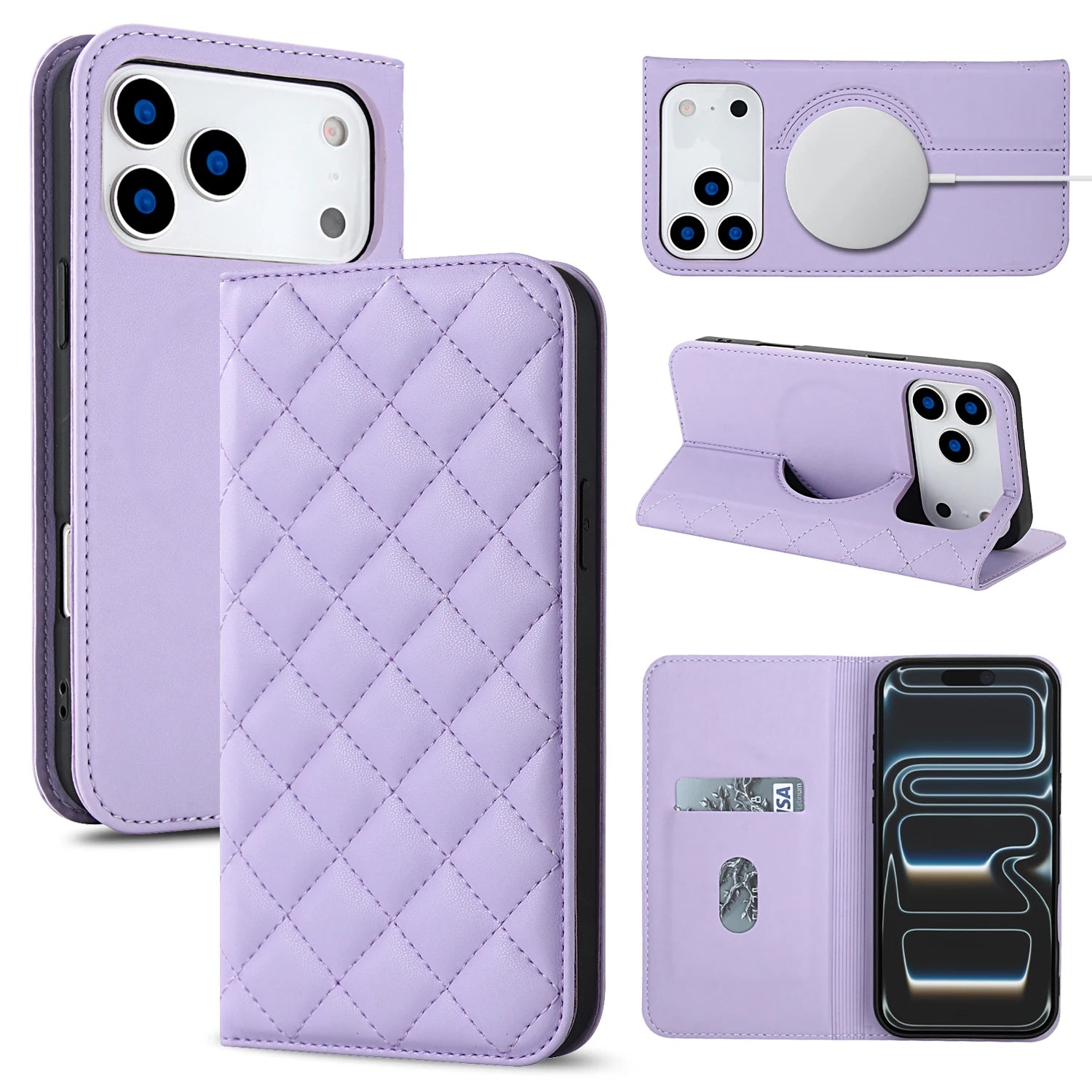 Strong MagSafe Leather Wallet Case with Card Slot for iPhone 17 Series
