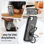 MagSafe Compatible Frosted Case with Metal Ring Stand for iPhone 16e