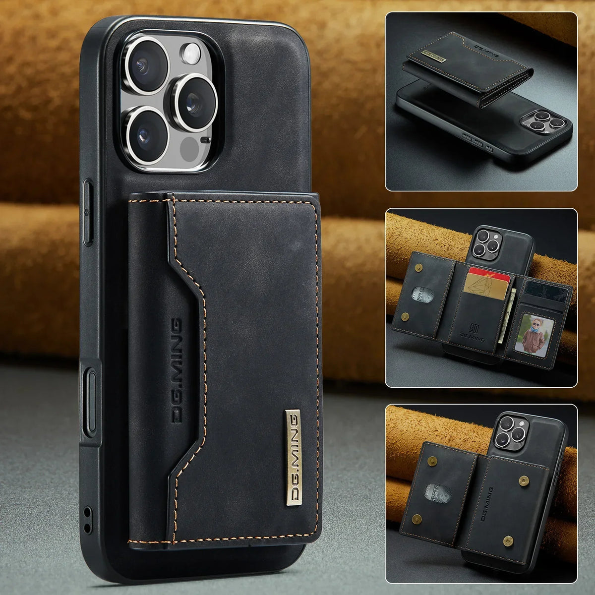 2-in-1 Detachable Magnetic PU Leather Wallet Case for iPhone 16 Series