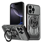 Heavy-Duty MagSafe Case with 360° Metal Ring Stand for iPhone 16 Series