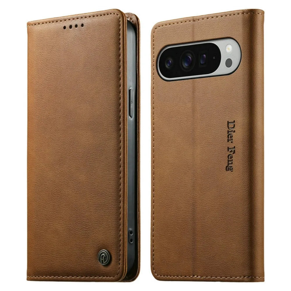 RFID-Blocking Leather Wallet Case with Magnetic Closure for Google Pixel 11 Series