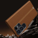 Solid Color Retro Leather Magnetic Case for Samsung Galaxy S25 Series