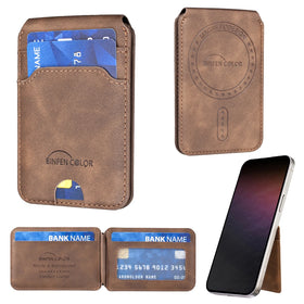 RFID Blocking Magnetic Leather Wallet with Foldable Hinge Stand