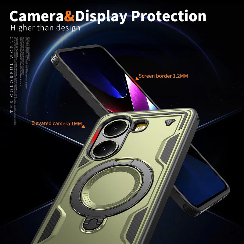 Shockproof Magnetic Hard PC + Soft TPU Case with Ring Stand for Xiaomi Redmi Turbo 4