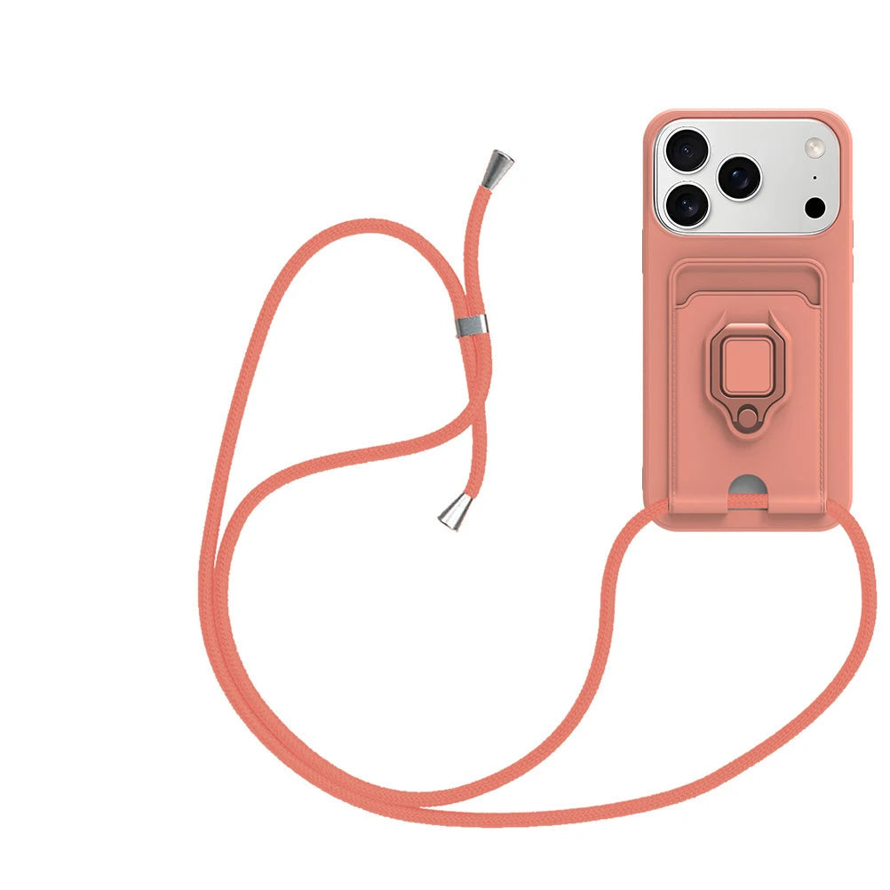 Shockproof Soft Case with Lanyard Strap & Card Slot for iPhone 17 Series