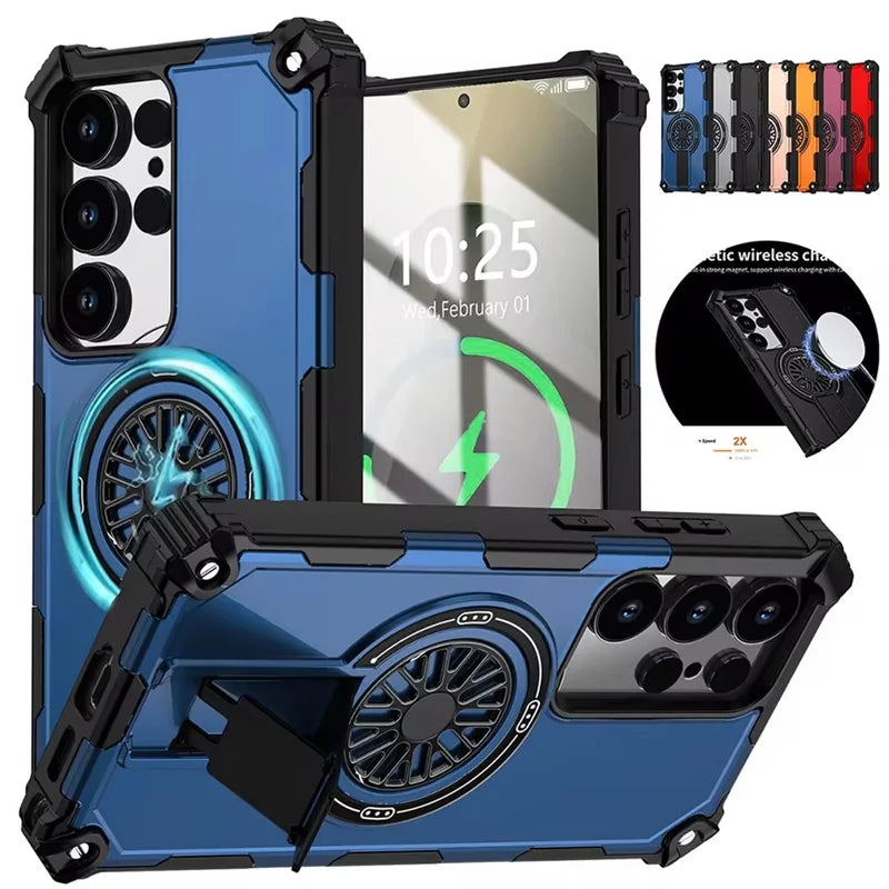 Military Armor Magnetic Case with Kickstand for Galaxy S26 Series