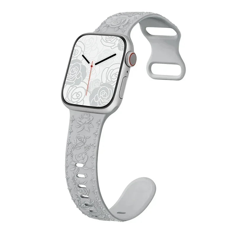 Floral Rose Engraved Bracelet Strap for Apple Watch