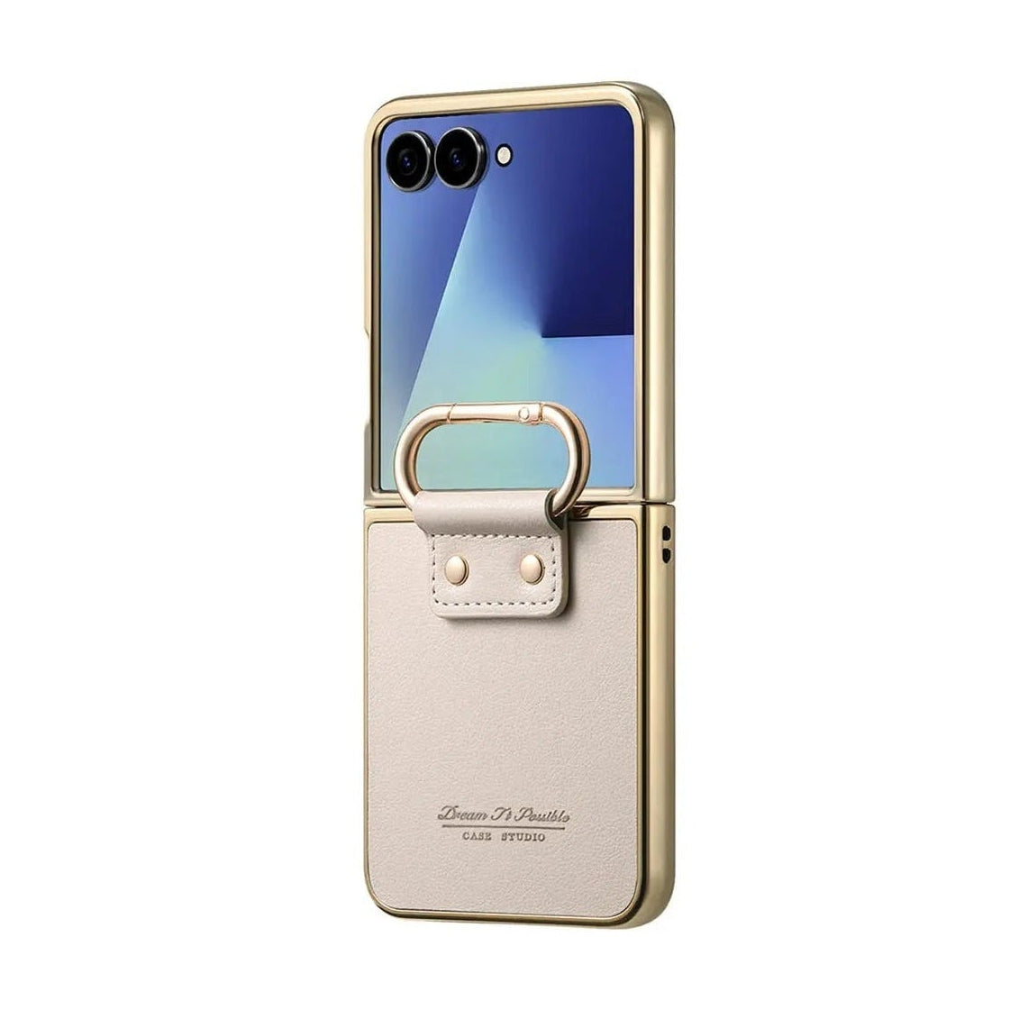 Samsung Galaxy Z Flip 7 Premium Leather Case with Metallic Trim