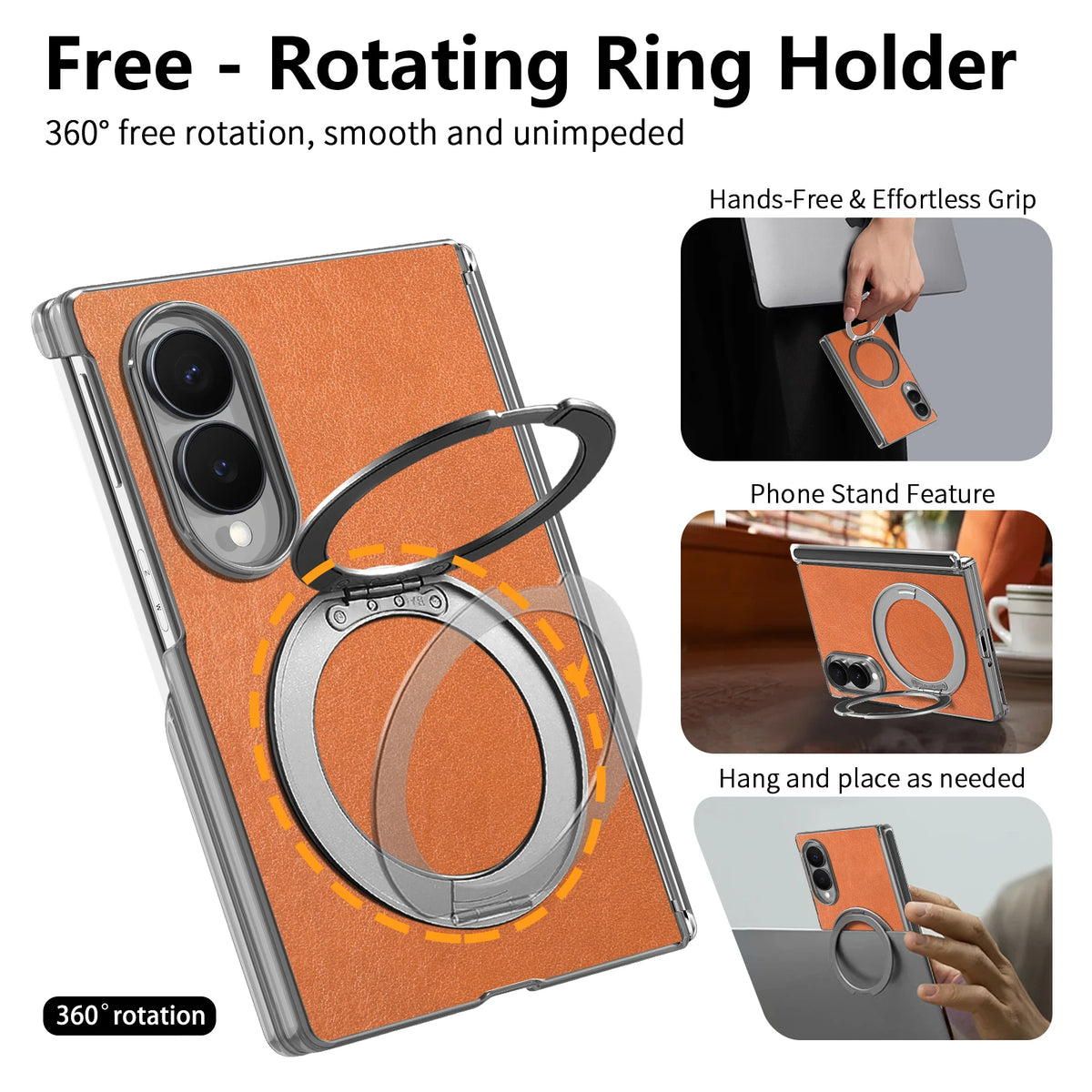 Luxury Magnetic Leather Case with 360° Rotating Kickstand for Samsung Galaxy Z Fold 8