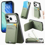 Multi-Functional Leather Wallet Case with Vertical Card Slot & Hoverable Kickstand for iPhone 17 Series