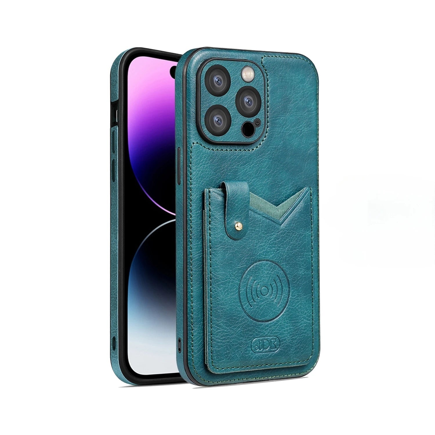 Shockproof Leather Wallet Phone Case with Card Holder and Kickstand for iPhone 15 Series