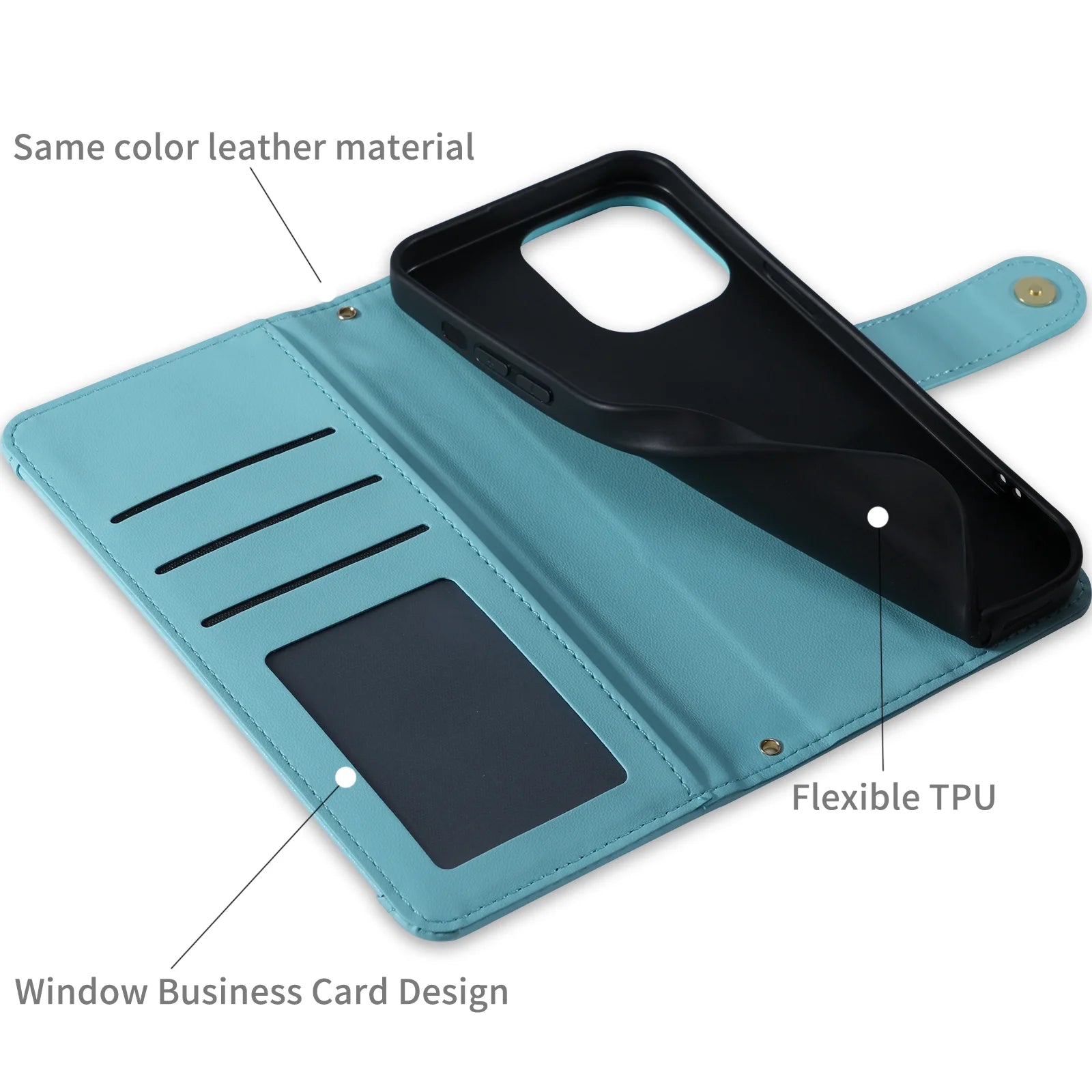 Crossbody Leather Wallet Flip Case with Card Slots and Lanyard Strap for iPhone 14 Series