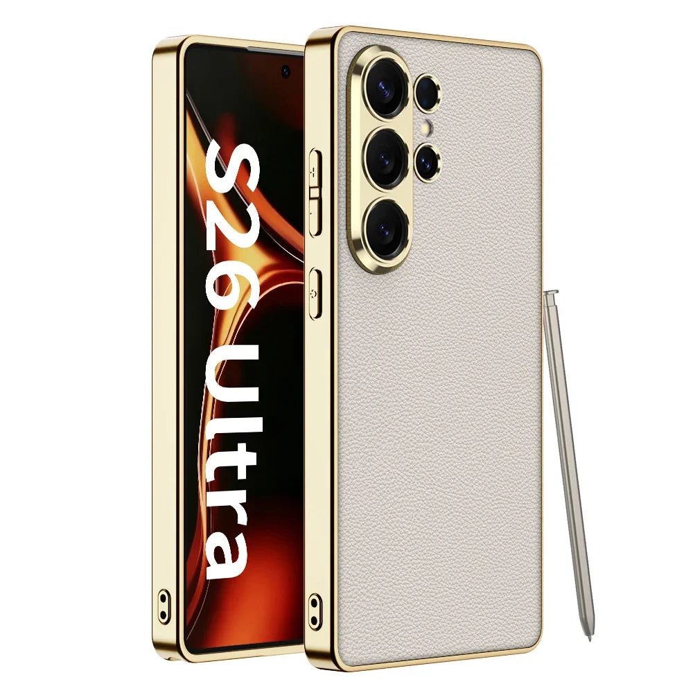 Luxury Electroplated Leather Case for Samsung Galaxy S26 Ultra
