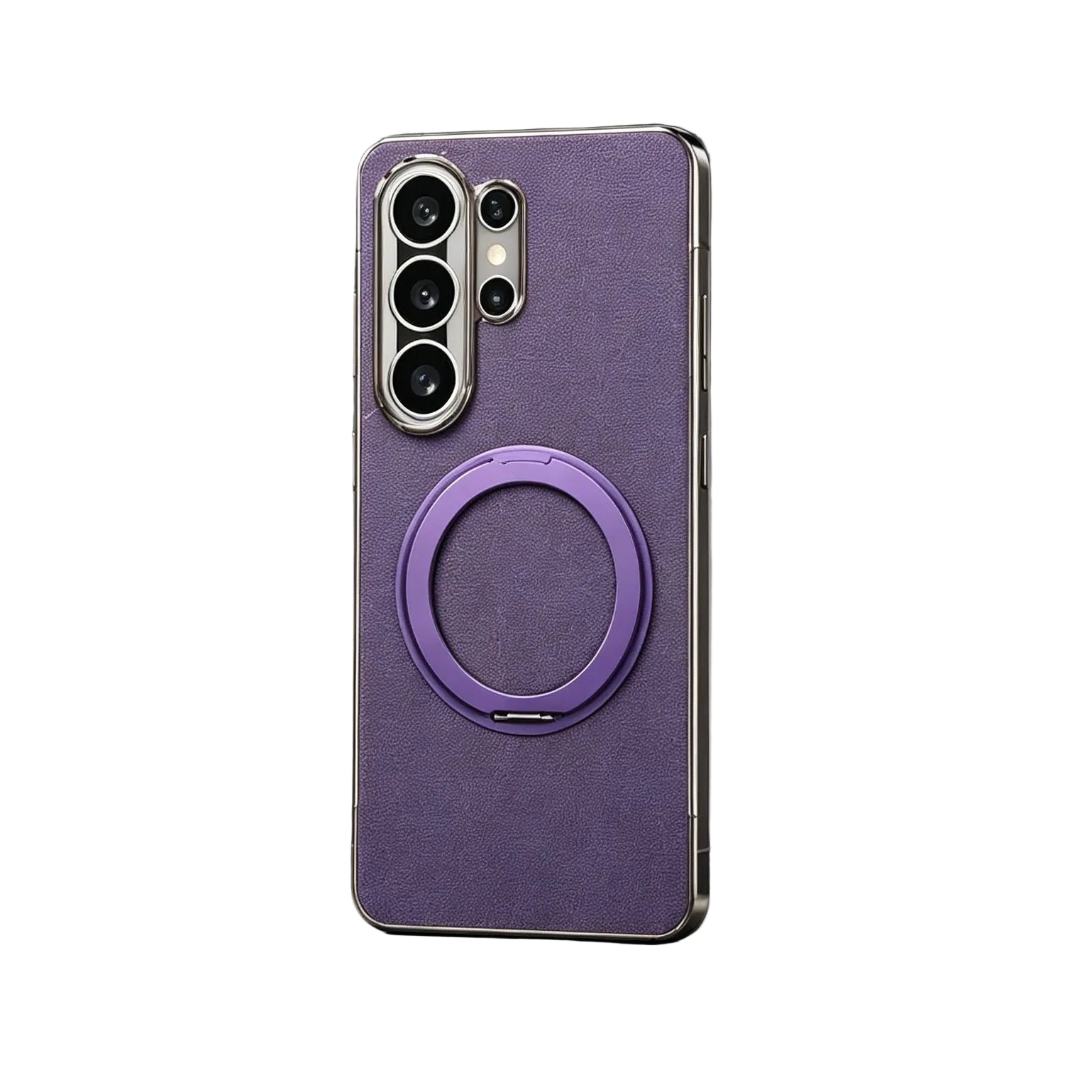 Leather Shockproof Case with 360° Rotating Magnetic Ring Stand for Samsung Galaxy S26 Ultra
