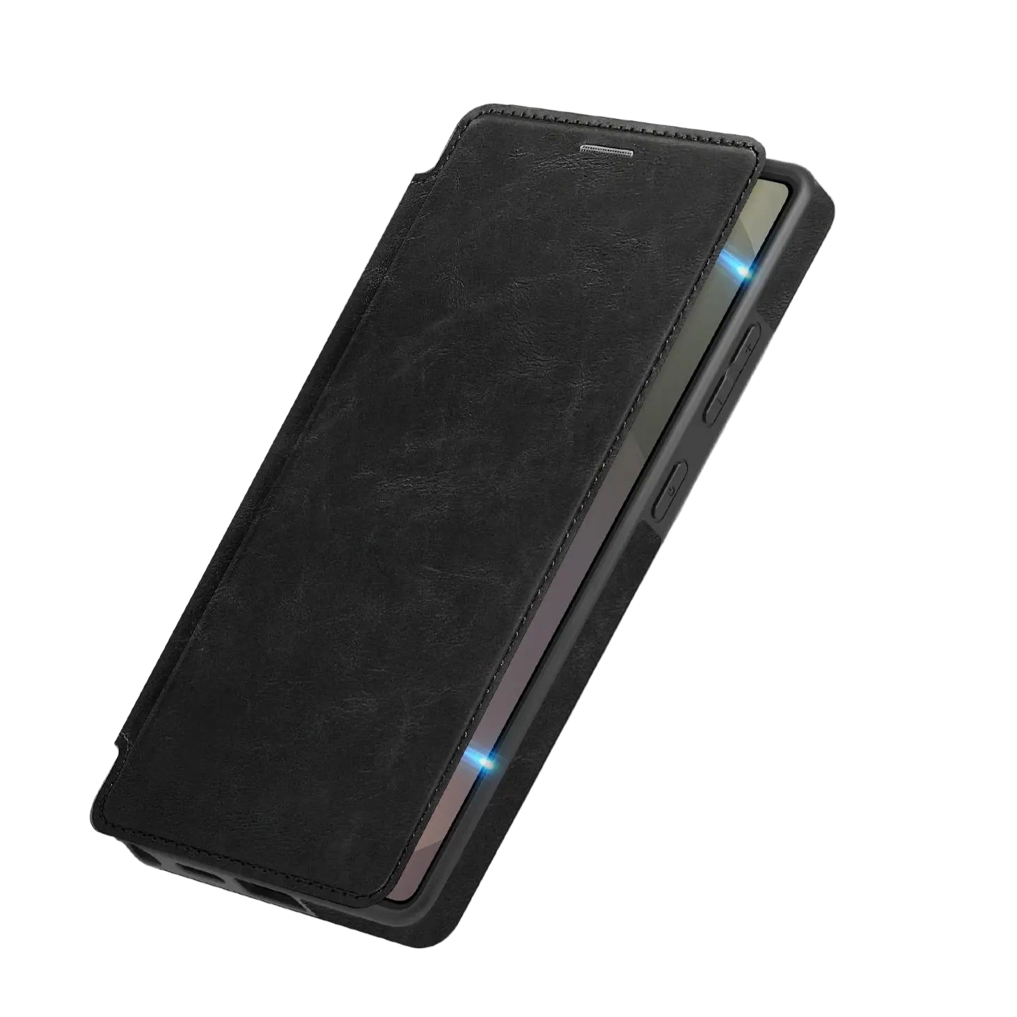 Black phone case with magnetic design on a white background