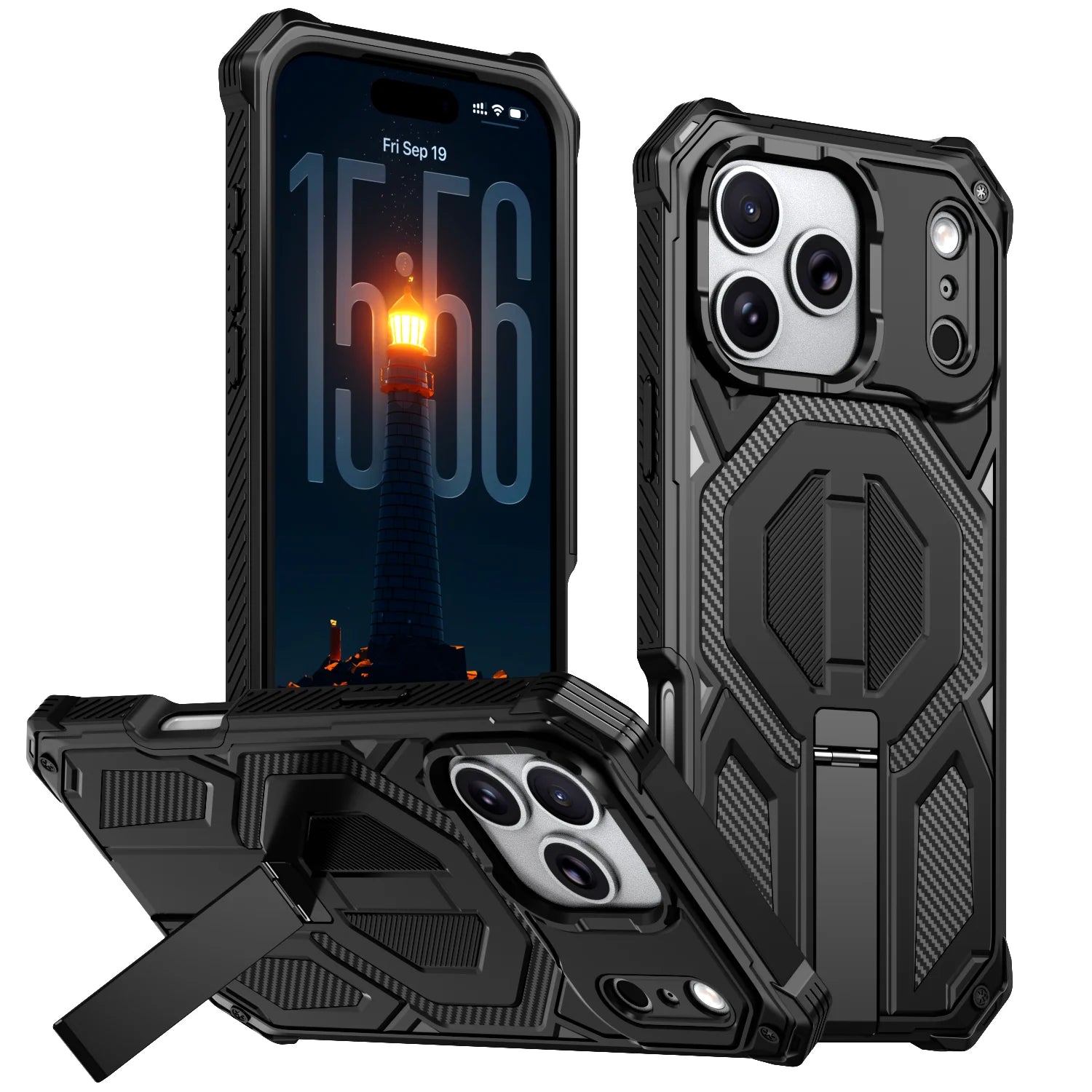 Heavy Duty Armor MagSafe Case with Metal Kickstand for iPhone 17 Series