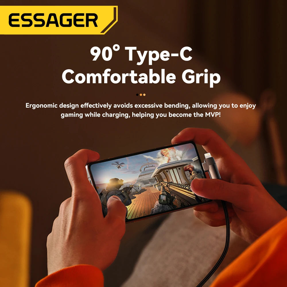 Essager 2-in-1 PD Fast Charging Cable with Dual USB-C and Lightning Connectors
