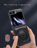 Samsung Galaxy Z Flip 6 Leather Magnetic Phone Case with Ring Holder