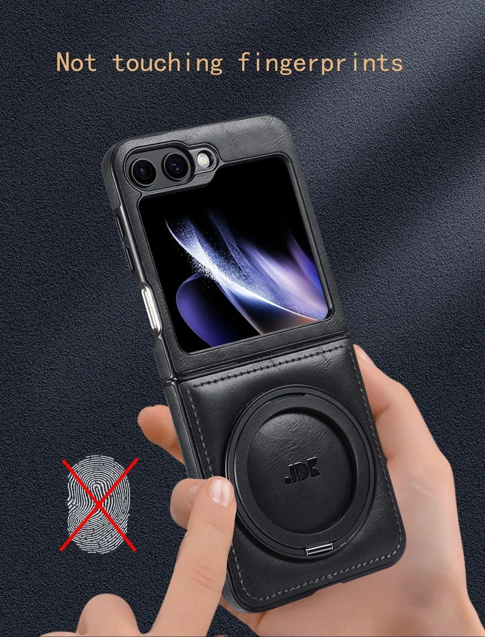 Samsung Galaxy Z Flip 6 Leather Magnetic Phone Case with Ring Holder