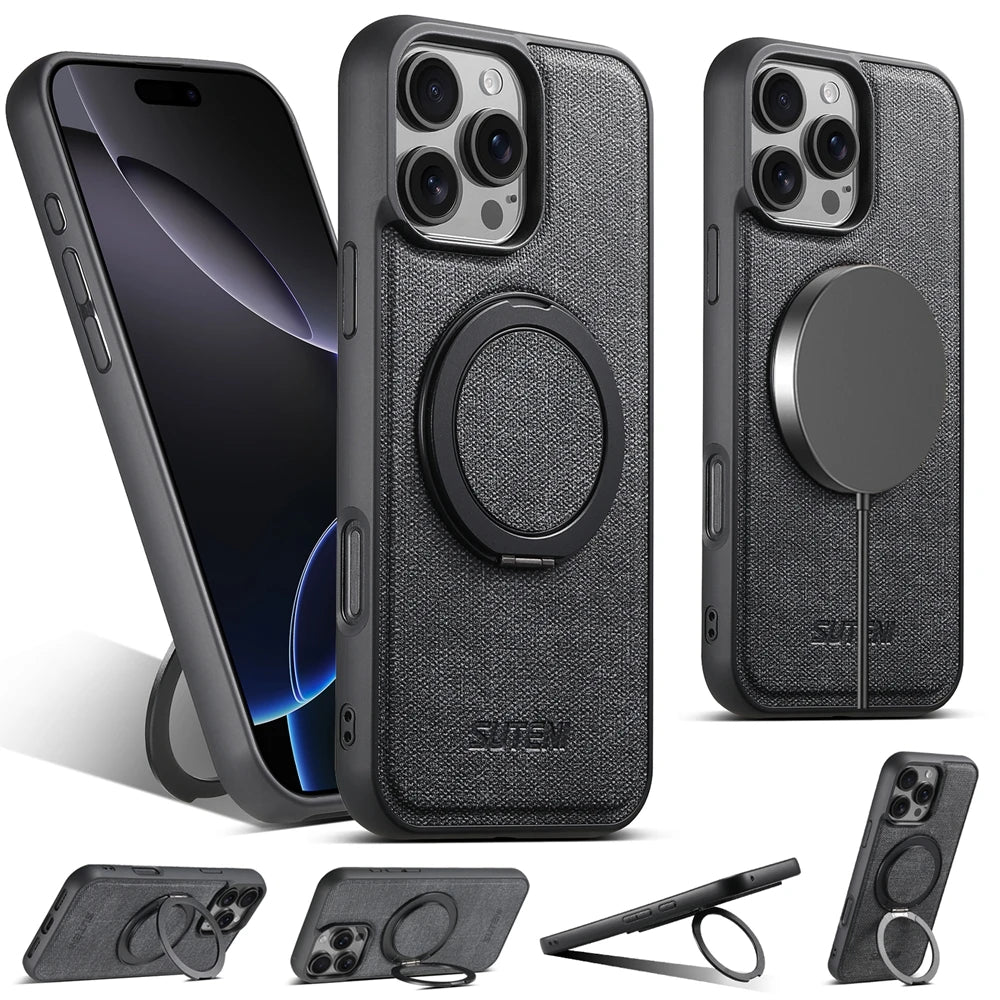 iPhone 16 Series Denim MagSafe Case with 360° Ring Bracket & Kickstand