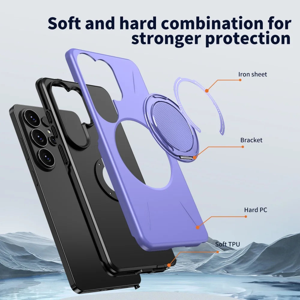 Shockproof Armor Case with Magnetic Ring Holder for Samsung Galaxy S25 Series