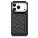 2-in-1 Detachable Slim Carbon Fiber Pattern MagSafe Leather Case with Card Bag for iPhone 17 Series