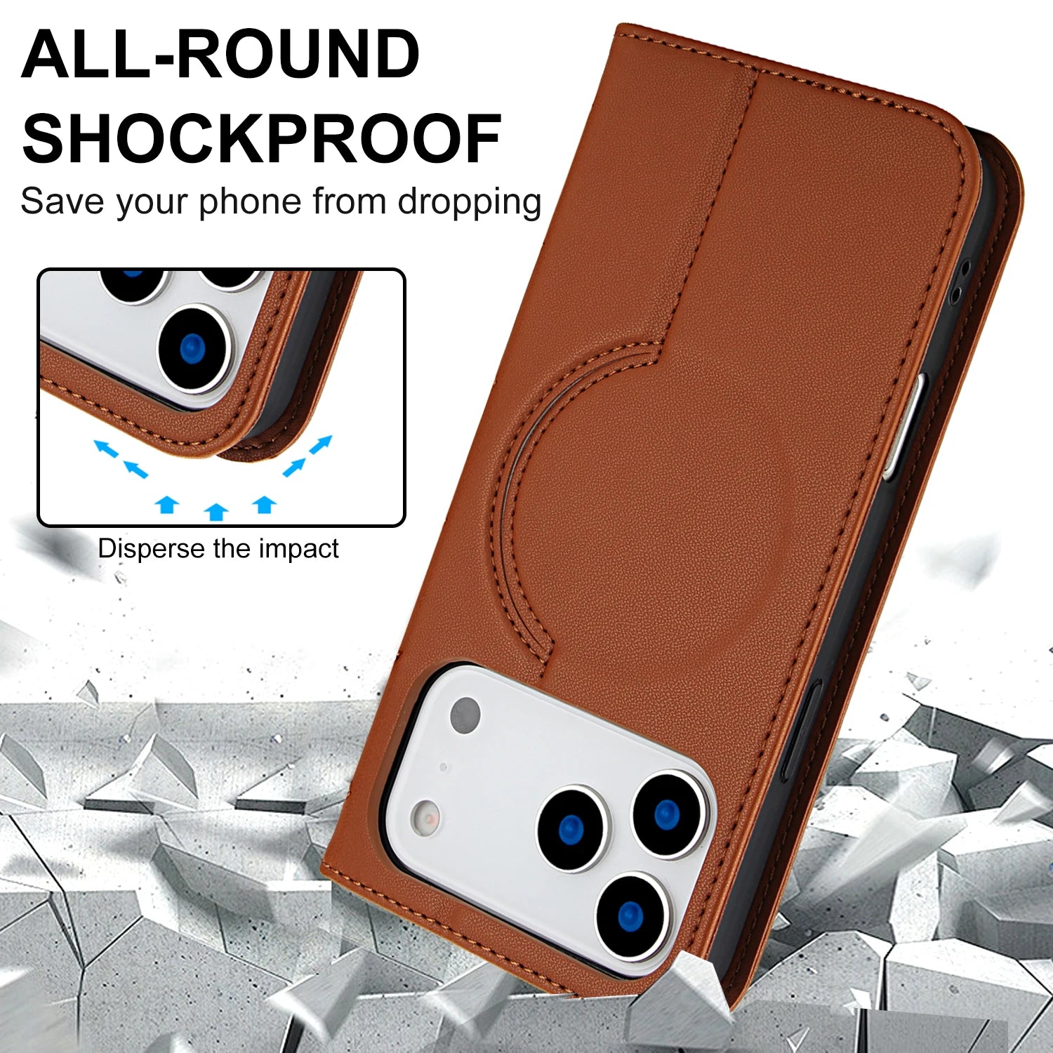 Strong MagSafe Leather Wallet Case with Card Slot for iPhone 17 Series