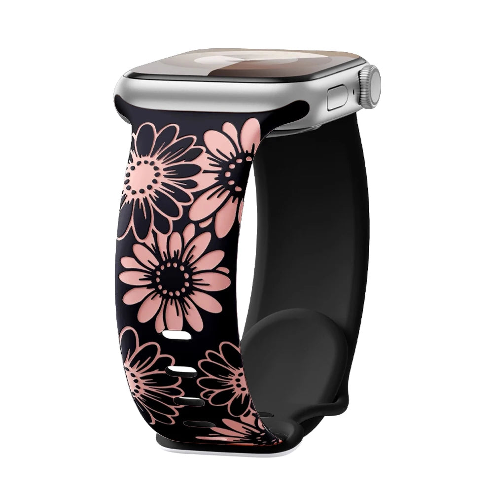 Engraved Silicone Strap Replacement Band for Apple Watch