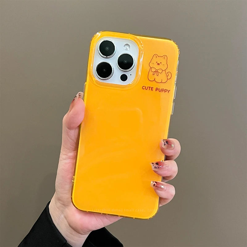 Cute Puppy Cartoon TPU Shockproof Case for iPhone 15 Series