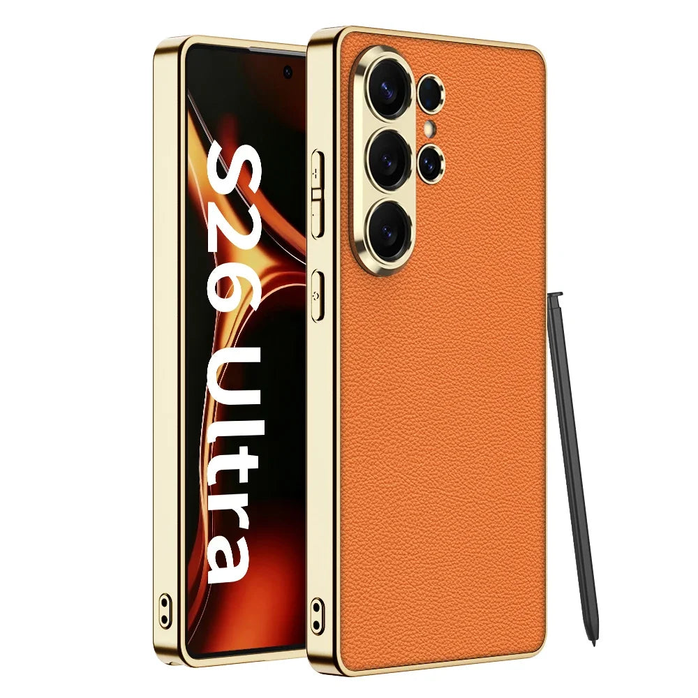 Luxury Electroplated Leather Case for Samsung Galaxy S26 Ultra
